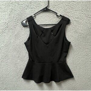 Womens Top Medium Black Ruffle Bottom Sleeveless
